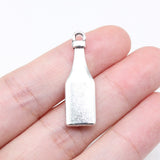WYSIWYG 10pcs 30x9mm Antique Silver Color Wine Bottle Charms For Jewelry Making