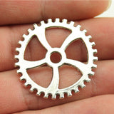 WYSIWYG 10pcs 31mm Pendant Steampunk Gear Steampunk Gear Charm Pendants For Jewelry Making Antique Silver Color Gear Pendants
