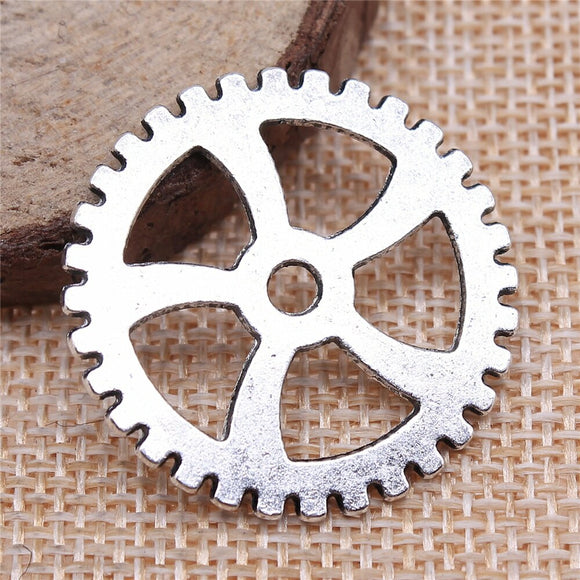 WYSIWYG 10pcs 31mm Pendant Steampunk Gear Steampunk Gear Charm Pendants For Jewelry Making Antique Silver Color Gear Pendants