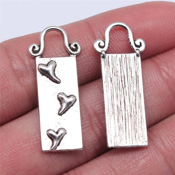 WYSIWYG 10pcs 31x10mm Hearts Charms Antique Silver Color Pendant Charms For Jewelry Making Jewelry Accessories
