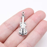 WYSIWYG 10pcs 31x11mm Antique Silver Color Violin Charms For Jewelry Making