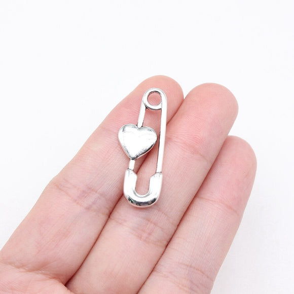 WYSIWYG 10pcs 31x12mm Antique Silver Color Love Pin Charms For Jewelry Making