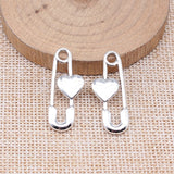 WYSIWYG 10pcs 31x12mm Antique Silver Color Love Pin Charms For Jewelry Making