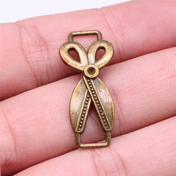 WYSIWYG 10pcs 31x14mm Scissors Connector Charms For Jewelry Making Antique Bronze Color Charms Pendants Jewelry Accessories