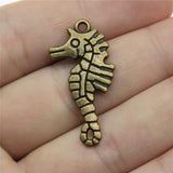 WYSIWYG 10pcs 31x16mm Double Sided Hippocampal Charms DIY Antique Silver Color Antique Bronze Color For Jewelry Making