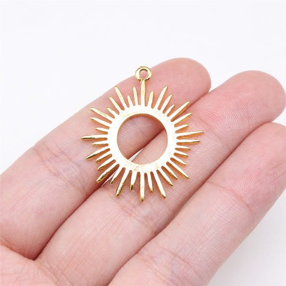 WYSIWYG 10pcs 31x25mm Gold Color Sun Charms For Jewelry Making