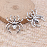 WYSIWYG 10pcs 31x28mm Antique Silver Color Spider Charms For Jewelry Making