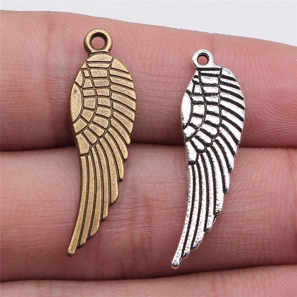 WYSIWYG 10pcs 31x9mm Double Sided Angel Wing Pendants Wings Charms For Jewelry Making Wing Pendants 2 Colors