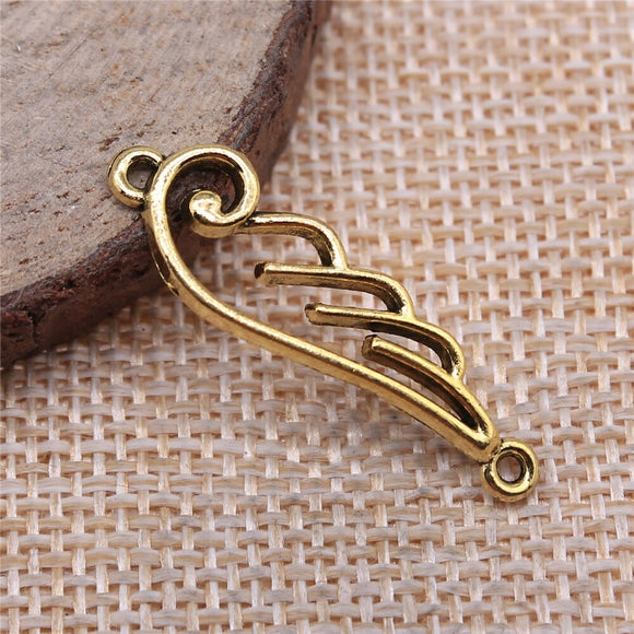WYSIWYG 10pcs 32x10mm Wing Connector Charms Antique Gold Color For DIY Jewelry Making Charms Pendant Jewelry Findings