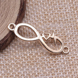 WYSIWYG 10pcs 32x11mm Antique Silver Color KC Gold Color Infinity Symbol Heart Heartbeat Connector Charms For Jewelry Making