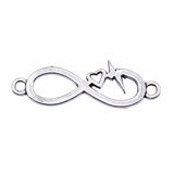 WYSIWYG 10pcs 32x11mm Antique Silver Color KC Gold Color Infinity Symbol Heart Heartbeat Connector Charms For Jewelry Making