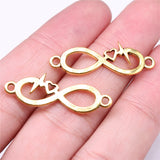 WYSIWYG 10pcs 32x11mm Antique Silver Color KC Gold Color Infinity Symbol Heart Heartbeat Connector Charms For Jewelry Making