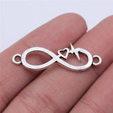 WYSIWYG 10pcs 32x11mm Antique Silver Color KC Gold Color Infinity Symbol Heart Heartbeat Connector Charms For Jewelry Making