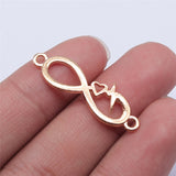 WYSIWYG 10pcs 32x11mm Antique Silver Color KC Gold Color Infinity Symbol Heart Heartbeat Connector Charms For Jewelry Making