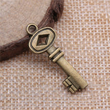 WYSIWYG 10pcs 32x12mm Retro Key Charms Antique Bronze Color For DIY Jewelry Making Zinc Alloy Charms Pendant Jewelry Findings
