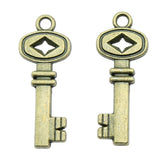 WYSIWYG 10pcs 32x12mm Retro Key Charms Antique Bronze Color For DIY Jewelry Making Zinc Alloy Charms Pendant Jewelry Findings