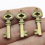WYSIWYG 10pcs 32x12mm Retro Key Charms Antique Bronze Color For DIY Jewelry Making Zinc Alloy Charms Pendant Jewelry Findings