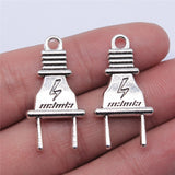 WYSIWYG 10pcs 32x16mm Plug Pendant Charms Antique Silver Color For Jewelry Making Zinc Alloy Jewelry Findings