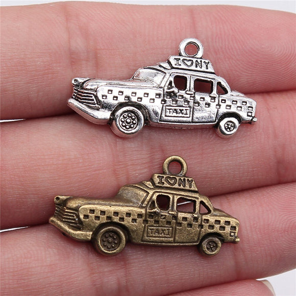 10pcs 32x17mm 2 Colors Antique Silver Color Antique Bronze Plated Taxi Charm I Heart Ny Taxi Charm Car Charm EF4197
