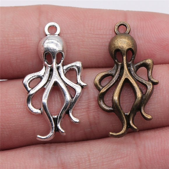 WYSIWYG 10pcs 32x17mm Pendant Octopus Octopus Charm Pendants For Jewelry Making 2 Colors Squid Pendants