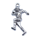 WYSIWYG 10pcs 32x22mm Antique Silver Color Football Rugby Player Charms Pendant For DIY Jewelry Making
