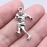 WYSIWYG 10pcs 32x22mm Antique Silver Color Football Rugby Player Charms Pendant For DIY Jewelry Making