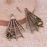 WYSIWYG 10pcs 32x23mm Antique Silver Color Cobweb Pendant Spider Web Charm Spider Web Pendants For Jewelry Making