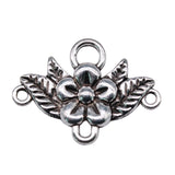 WYSIWYG 10pcs 32x23mm Flower And Leaf Connector Charms For Jewelry Making DIY Antique Silver Color Zinc Alloy Charms