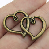 WYSIWYG 10pcs 32x25mm Antique Silver Color Antique Bronze Double Heart Charm Hearts Charms Double Double Heart Charm Connector