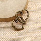 WYSIWYG 10pcs 32x25mm Antique Silver Color Antique Bronze Double Heart Charm Hearts Charms Double Double Heart Charm Connector