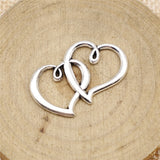 WYSIWYG 10pcs 32x25mm Antique Silver Color Antique Bronze Double Heart Charm Hearts Charms Double Double Heart Charm Connector