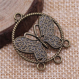 WYSIWYG 10pcs 32x26mm Butterfly Porous Earring Connector Antique Silver Color Jewelry Findings Jewelry Accessories