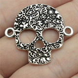WYSIWYG 10pcs 32x30mm Antique Silver Color Skull Connector Charms Skull Charms Connector Skull Charms For Jewelry Making