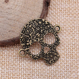 WYSIWYG 10pcs 32x30mm Antique Silver Color Skull Connector Charms Skull Charms Connector Skull Charms For Jewelry Making