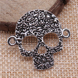 WYSIWYG 10pcs 32x30mm Antique Silver Color Skull Connector Charms Skull Charms Connector Skull Charms For Jewelry Making