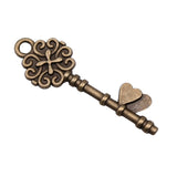 WYSIWYG 10pcs 33x11mm Heart Key Retro Key Vintage Key Charms Pendants For Jewelry Making DIY Jewelry Accessories