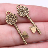 WYSIWYG 10pcs 33x11mm Heart Key Retro Key Vintage Key Charms Pendants For Jewelry Making DIY Jewelry Accessories