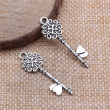WYSIWYG 10pcs 33x11mm Heart Key Retro Key Vintage Key Charms Pendants For Jewelry Making DIY Jewelry Accessories