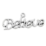 WYSIWYG 10pcs 33x13mm Believe Connector Charms For Jewelry Making Antique Silver Color Charm Pendant Jewelry Accessories