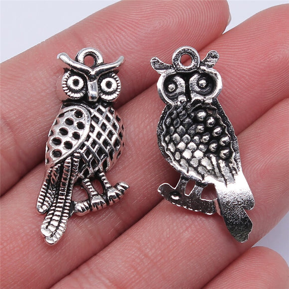 WYSIWYG 10pcs 33x15mm Owl Charms For Jewelry Making Jewelry Accessories Antique Silver Plated Antique Bronze Plated