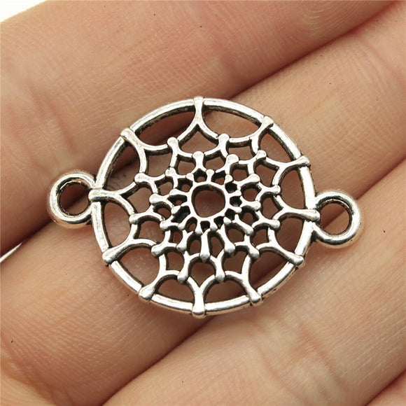 WYSIWYG 10pcs 33x23mm Dream Catcher Connector Charms For Jewelry Making Antique Silver Color Charm Pendant Jewelry Accessories