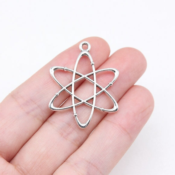 WYSIWYG 10pcs 33x26mm Antique Silver Color Physics Chemistry Atomic Structure Charms For Jewelry Making