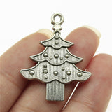WYSIWYG 10pcs 33x26mm Christmas Tree Charms For Jewelry Making Antique Silver Color Charm Pendant Jewelry Accessories