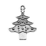 WYSIWYG 10pcs 33x26mm Christmas Tree Charms For Jewelry Making Antique Silver Color Charm Pendant Jewelry Accessories