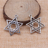 WYSIWYG 10pcs 33x26mm Star Of David Charm Antique Silver Color Star Of David Pendant Star Of David Pendant
