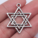 WYSIWYG 10pcs 33x26mm Star Of David Charm Antique Silver Color Star Of David Pendant Star Of David Pendant