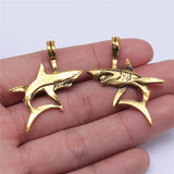 10pcs 33x38mm Antique Gold Color Antique Silver Color Antique Bronze Shark Charms Shark Fish Charms For Jewelry Making H0934