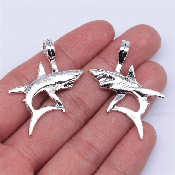10pcs 33x38mm Antique Gold Color Antique Silver Color Antique Bronze Shark Charms Shark Fish Charms For Jewelry Making H0934