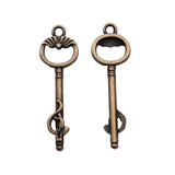 WYSIWYG 10pcs 34mm Key Charms For Jewelry Making Antique Bronze Color Charms Pendants Jewelry Accessories