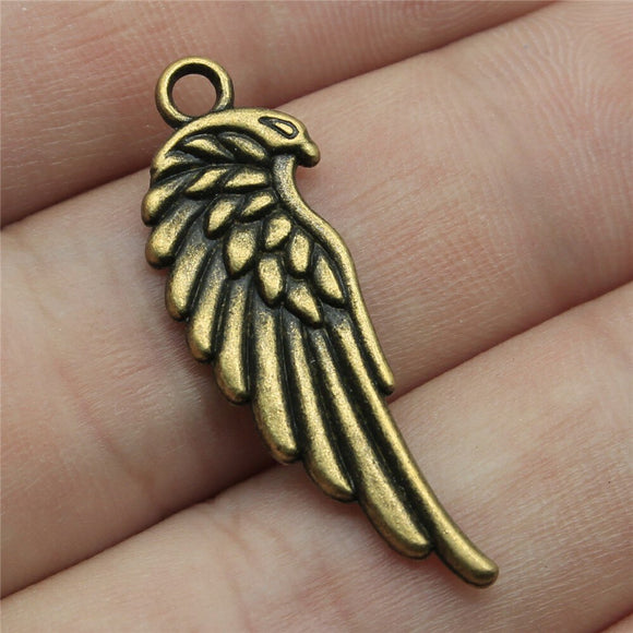 WYSIWYG 10pcs 34x11mm Angel Wing Charms For Jewelry Making Vintage Antique Bronze Color Jewelry Findings
